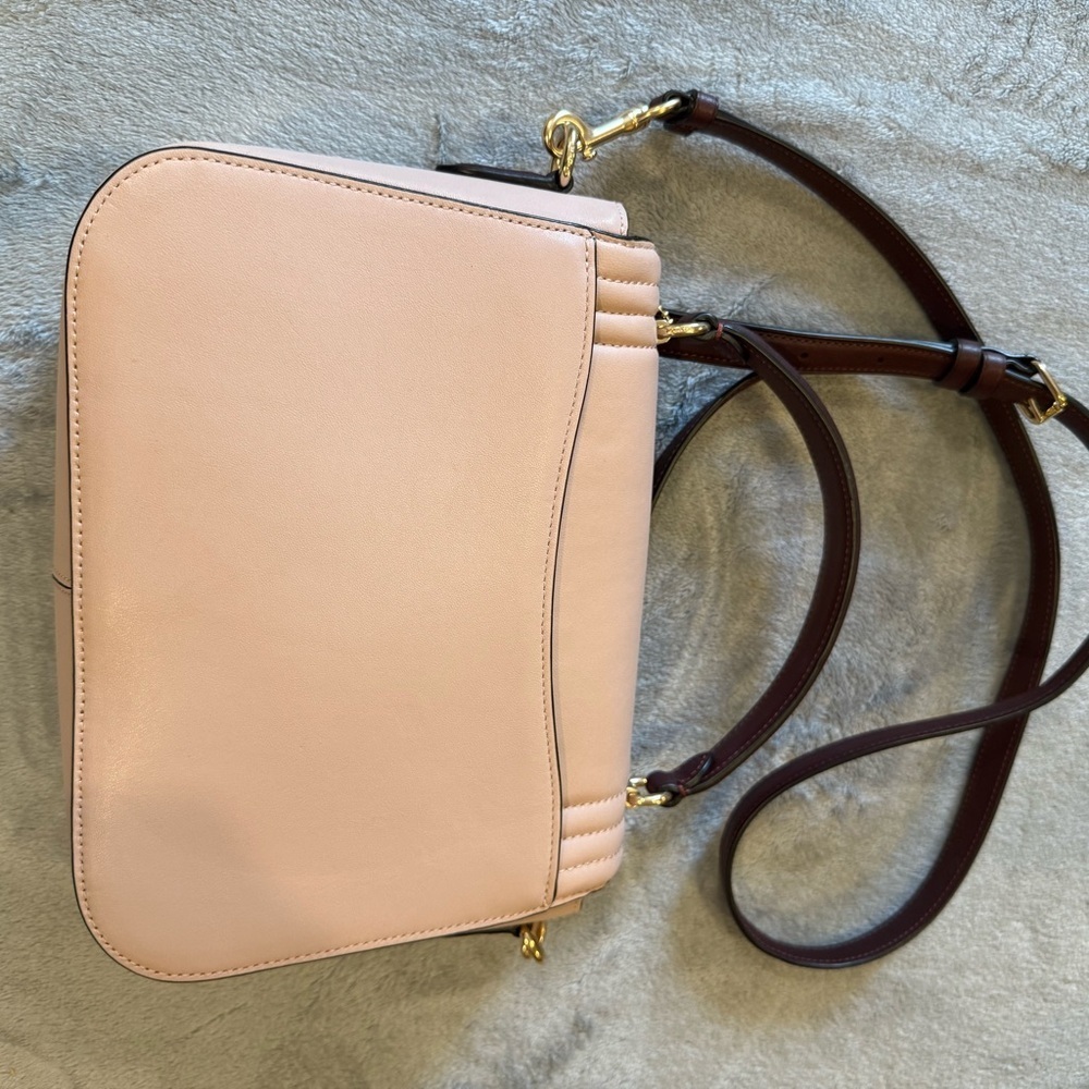 Coach Pink with Burgundy straps Leather Handbag - Picture 7 of 16